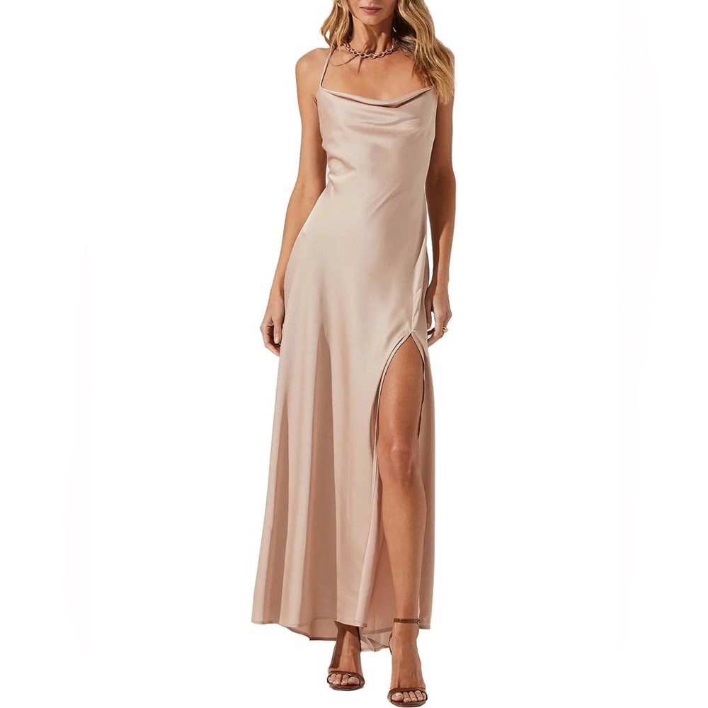 Womens Cocktail Maxi Slip Dress in color Champagne